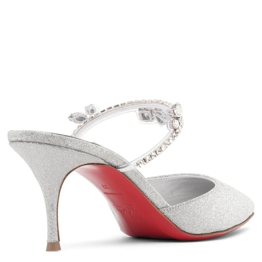 CHRISTIAN LOUBOUTIN Planet Queen 70 Glitter Leather Pump in Silver Glitter - Picture 15 of 15